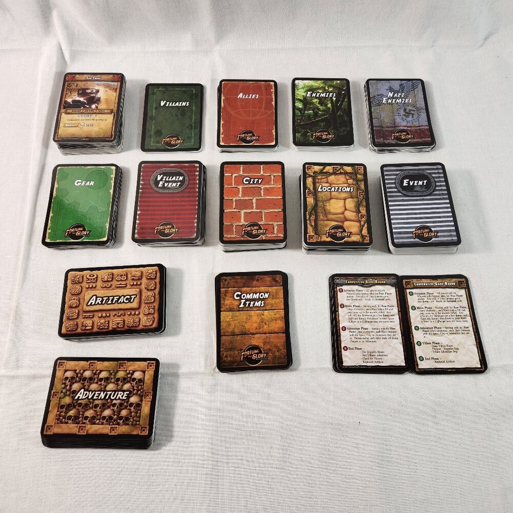 Fortune and Glory 2011 Board Game REPLACEMENT CARDS EUC Fast Ship Read Desc